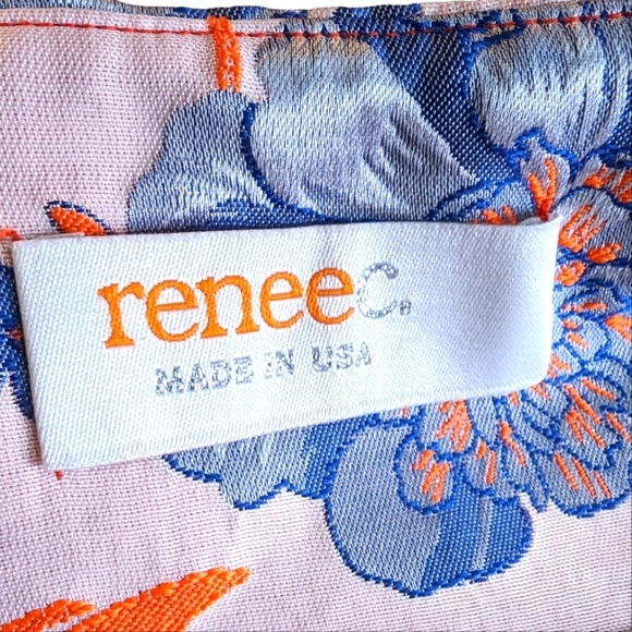 Renee C. Floral Blue and Orange Mini Dress...Size Large - Picture 6 of 7